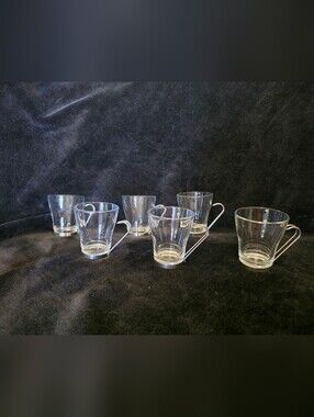 Vintage Bormioli Vitrosax Glass Coffee Cups Set of 6 Glass & Stainless Italy